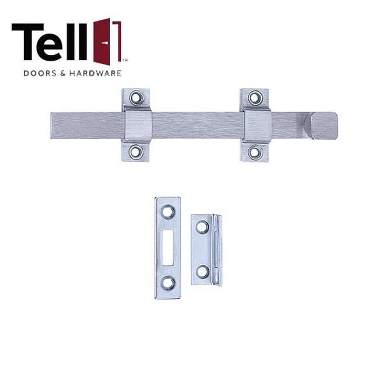 TELL - DT100017 - 8" Surface Mounted Surface Bolt - Solid Brass Material - Satin Chrome