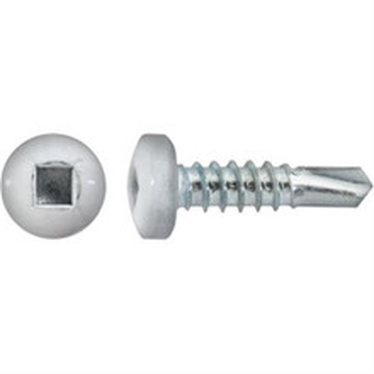 #10 x 3/4 Square Pan Self-Drilling TEK Zinc White Painted Head (Qty: 100)