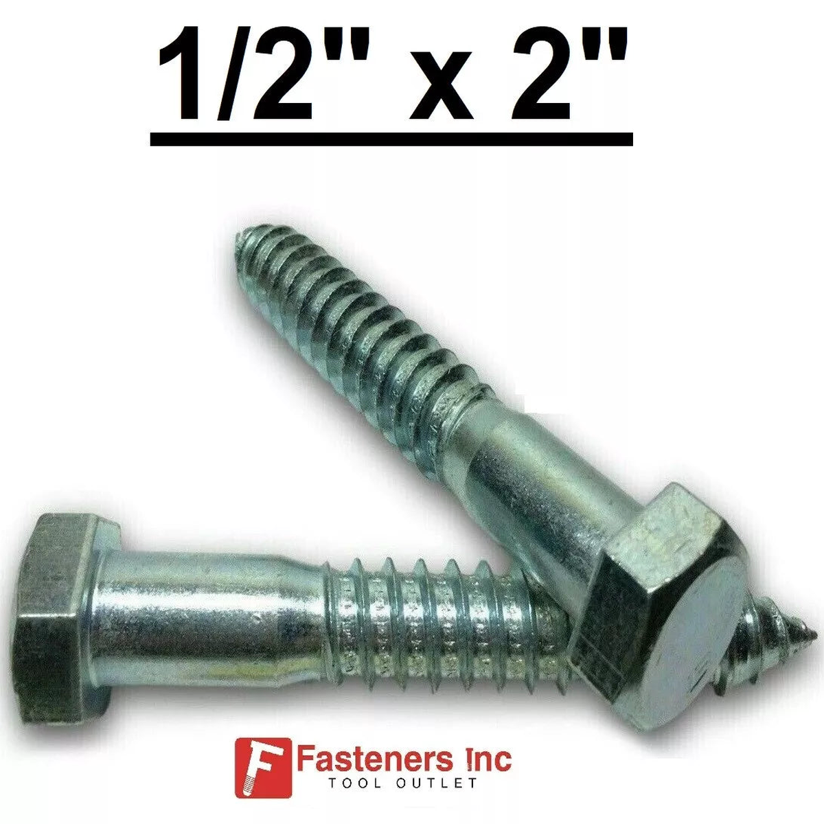 (Choose Qty) 1/2" x 2" Zinc Plated Hex Head Lag Bolt Screws A307