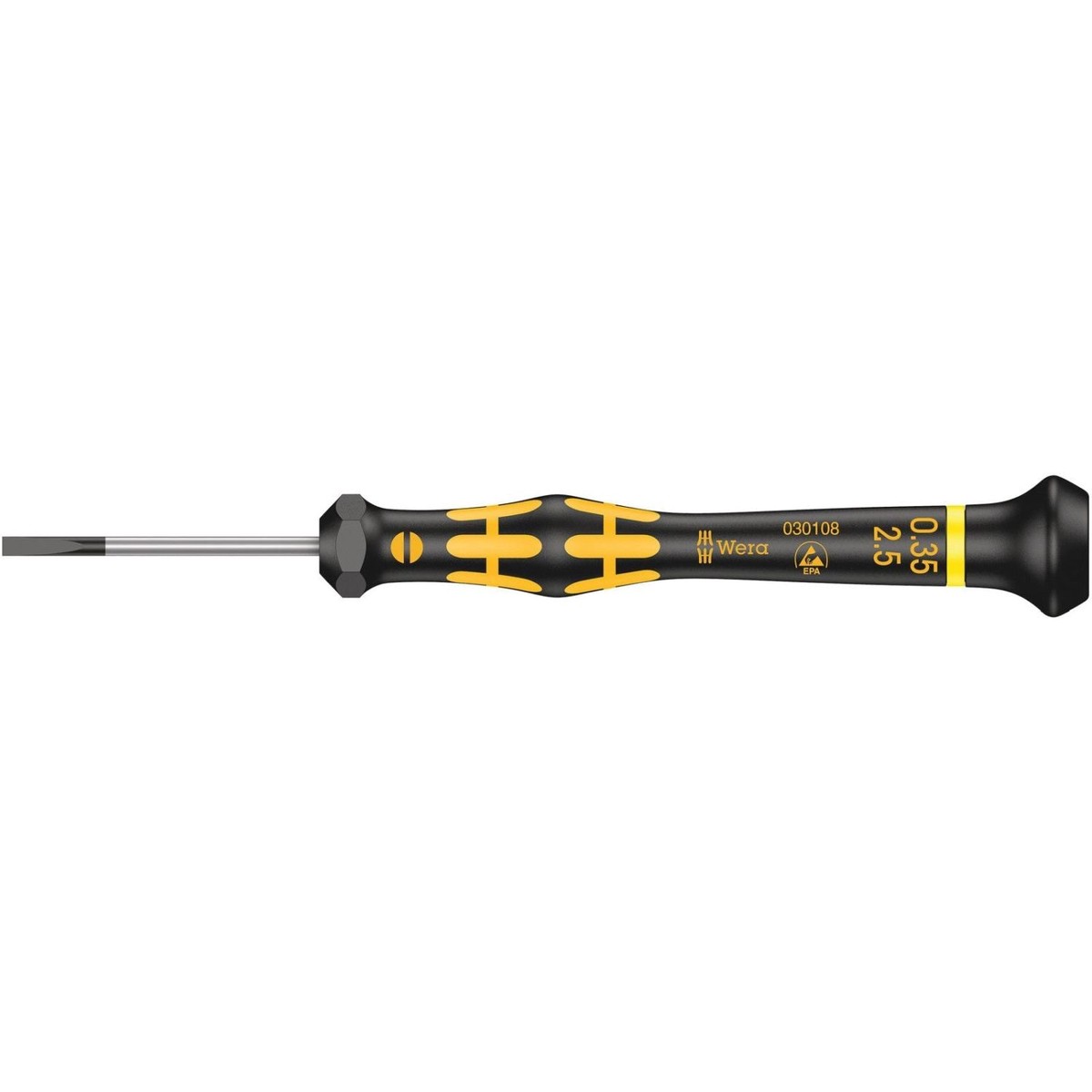 Wera 1578 A Esd Kraftform Micro Screwdriver For Slotted Screws, 0.35x2.5x40-mm.