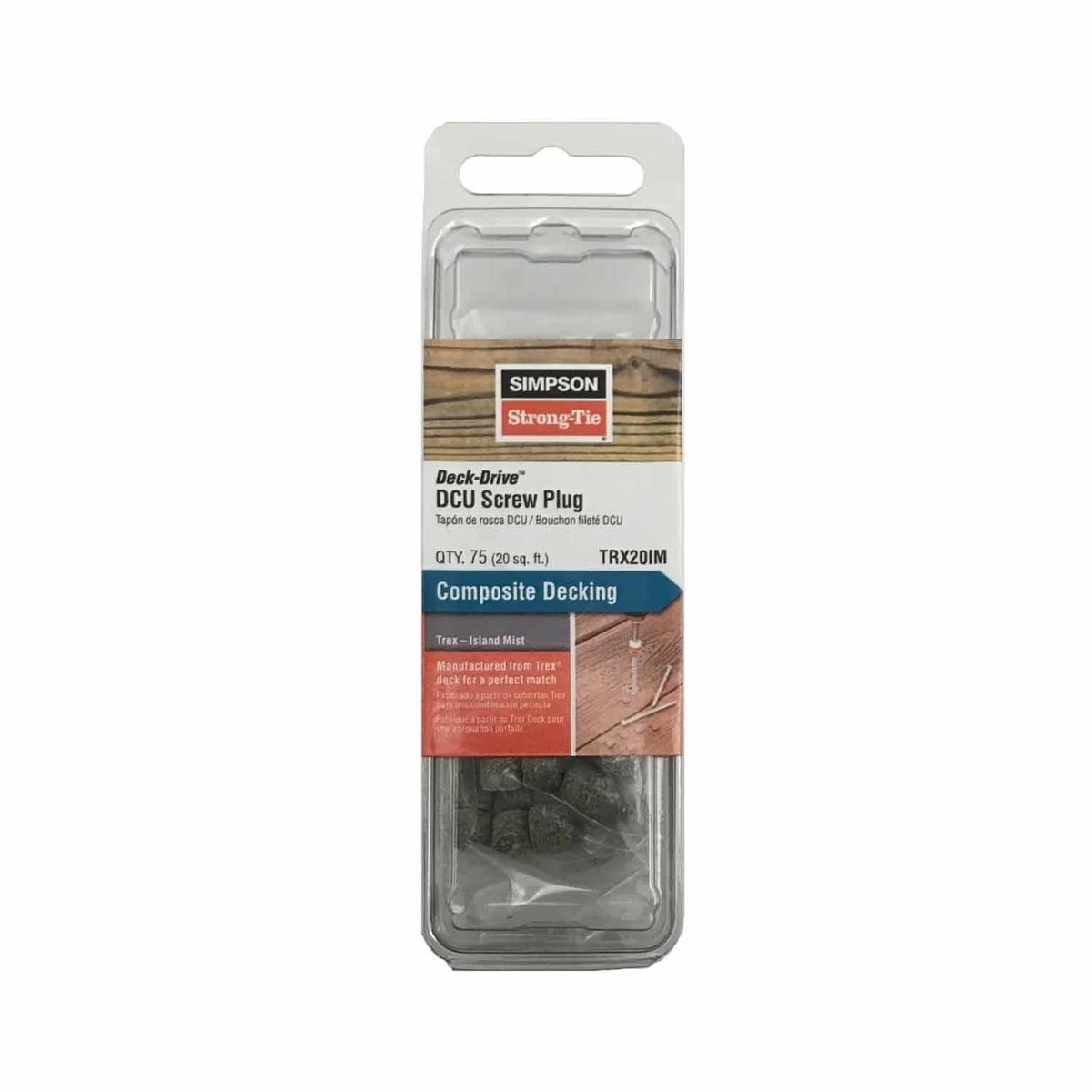Simpson Strong-Tie TR IM Deck-Drive Composite Decking Screw Plug - Trex Island Mist (75 Pack)