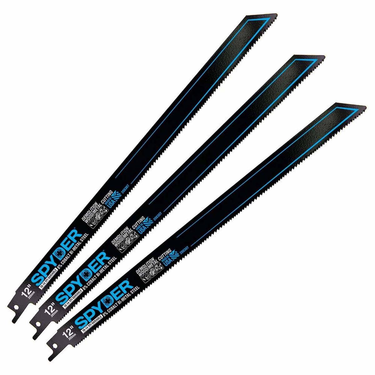 Spyder 200307 12-Inch 1014-TPI Metal Cutting Reciprocating Saw Blades (3-Pack)