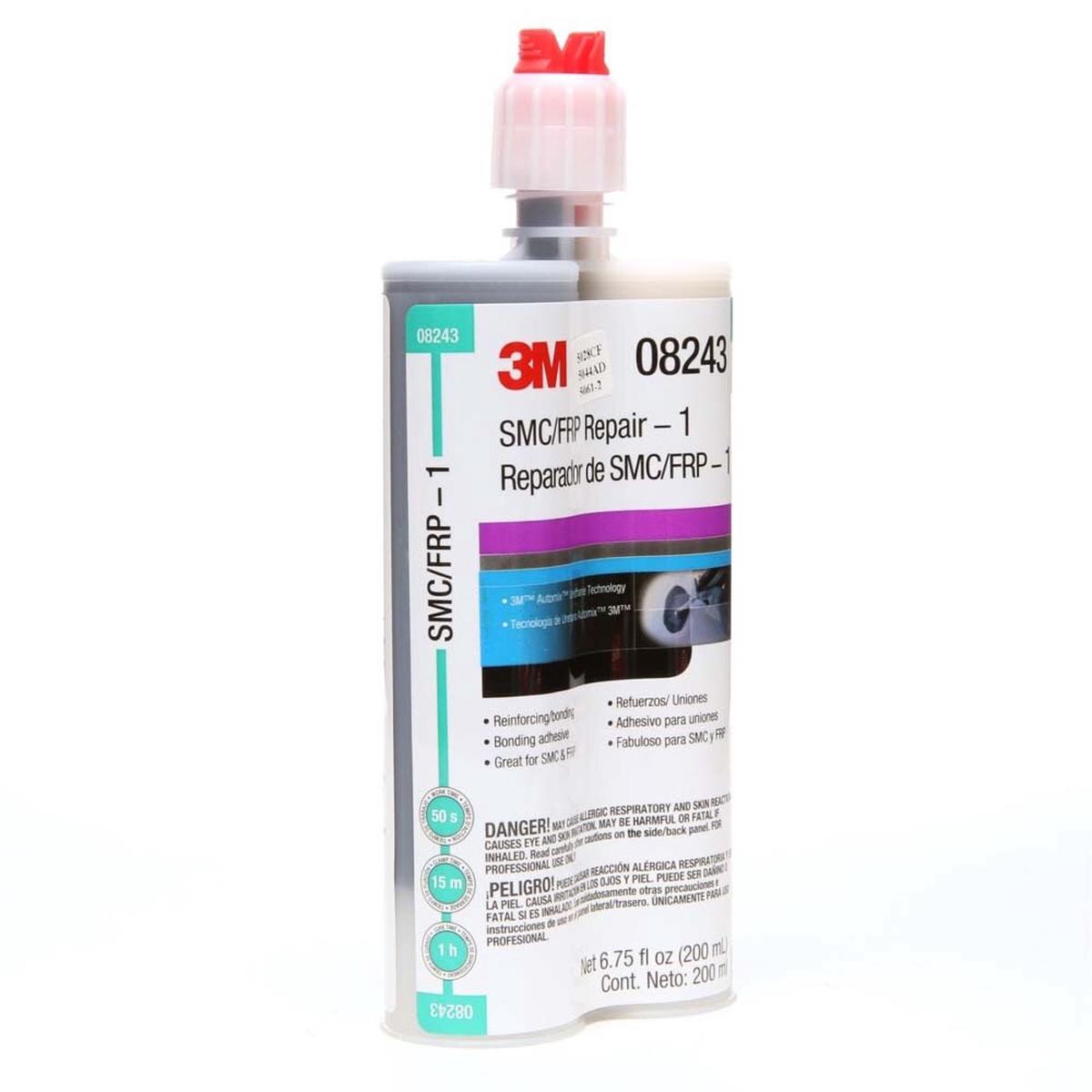 3M 08243 SMCFiberglass Repair Adhesive-1 Black 200 mL Cartridge Two-Part Urethane or Two-Part Epoxy Adhesive for Auto Repair Jobs (7010364212)