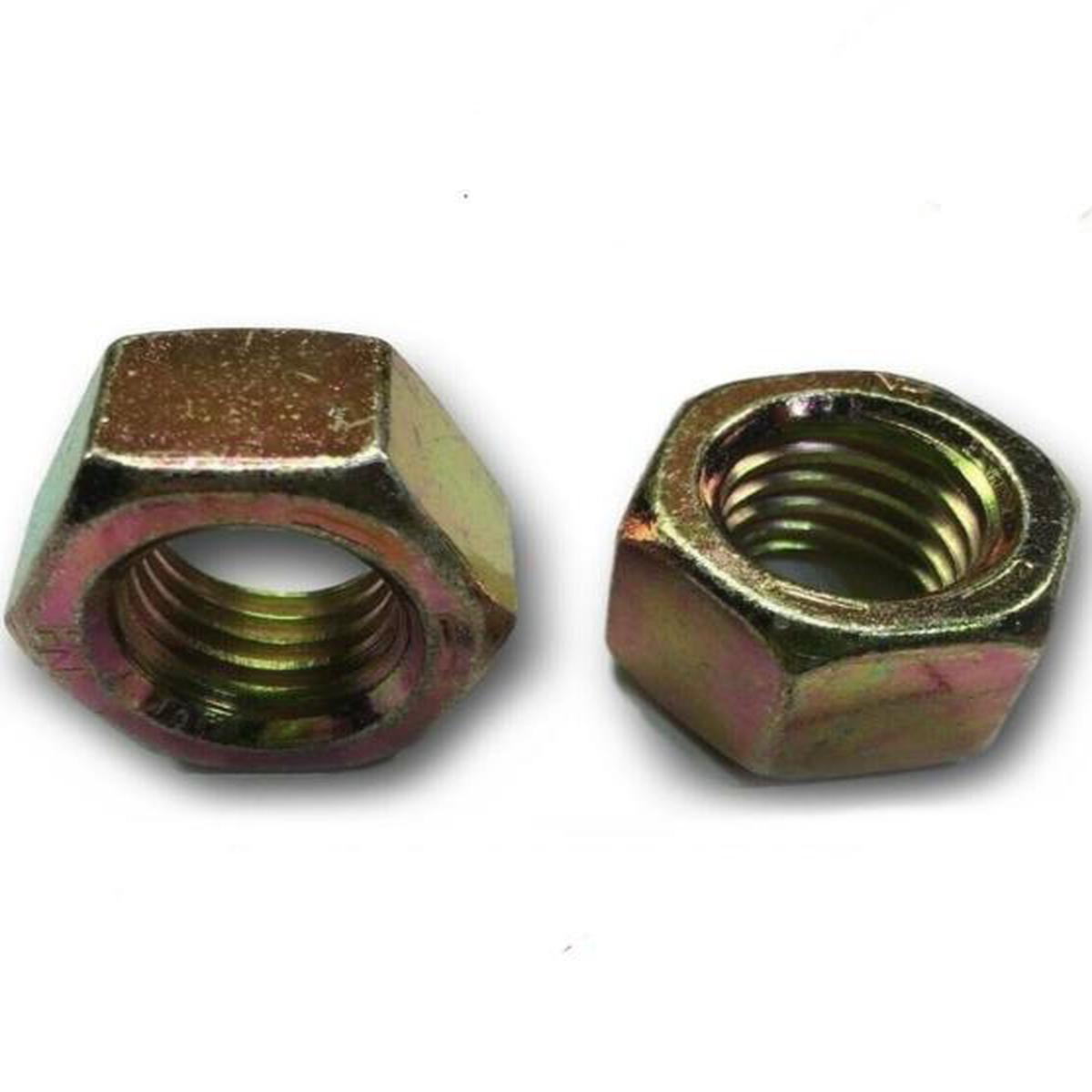 (Qty 25) 3/4"-10 Grade 8 Finish Hex Nuts Yellow Zinc Plated Hardened