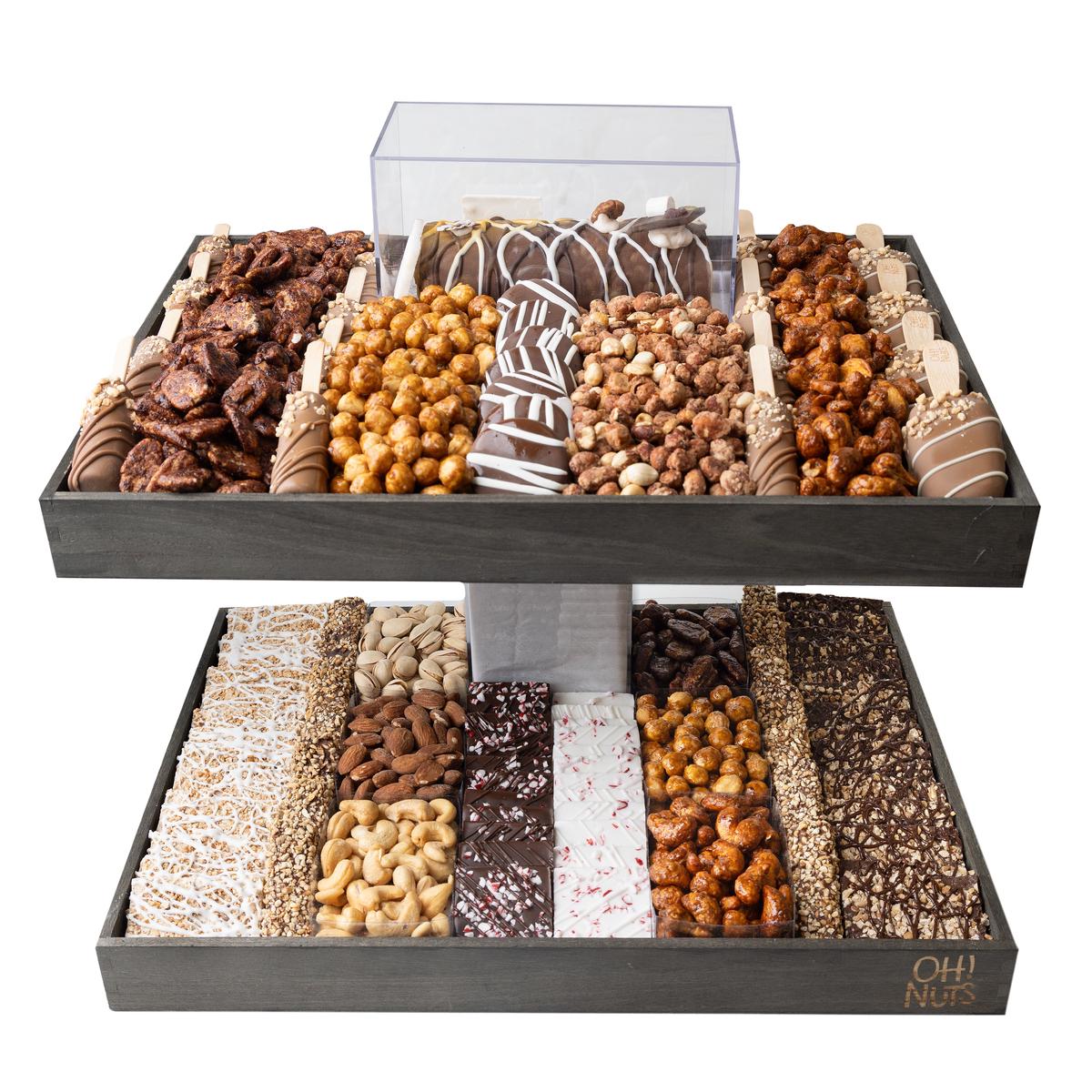 XL 2-Tier Log Wooden Chocolate Gift Basket