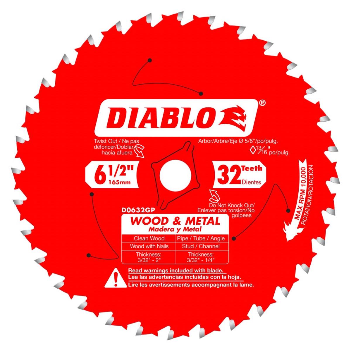 Wood & Metal Carbide Saw Blade - 6-1/2 X 32T